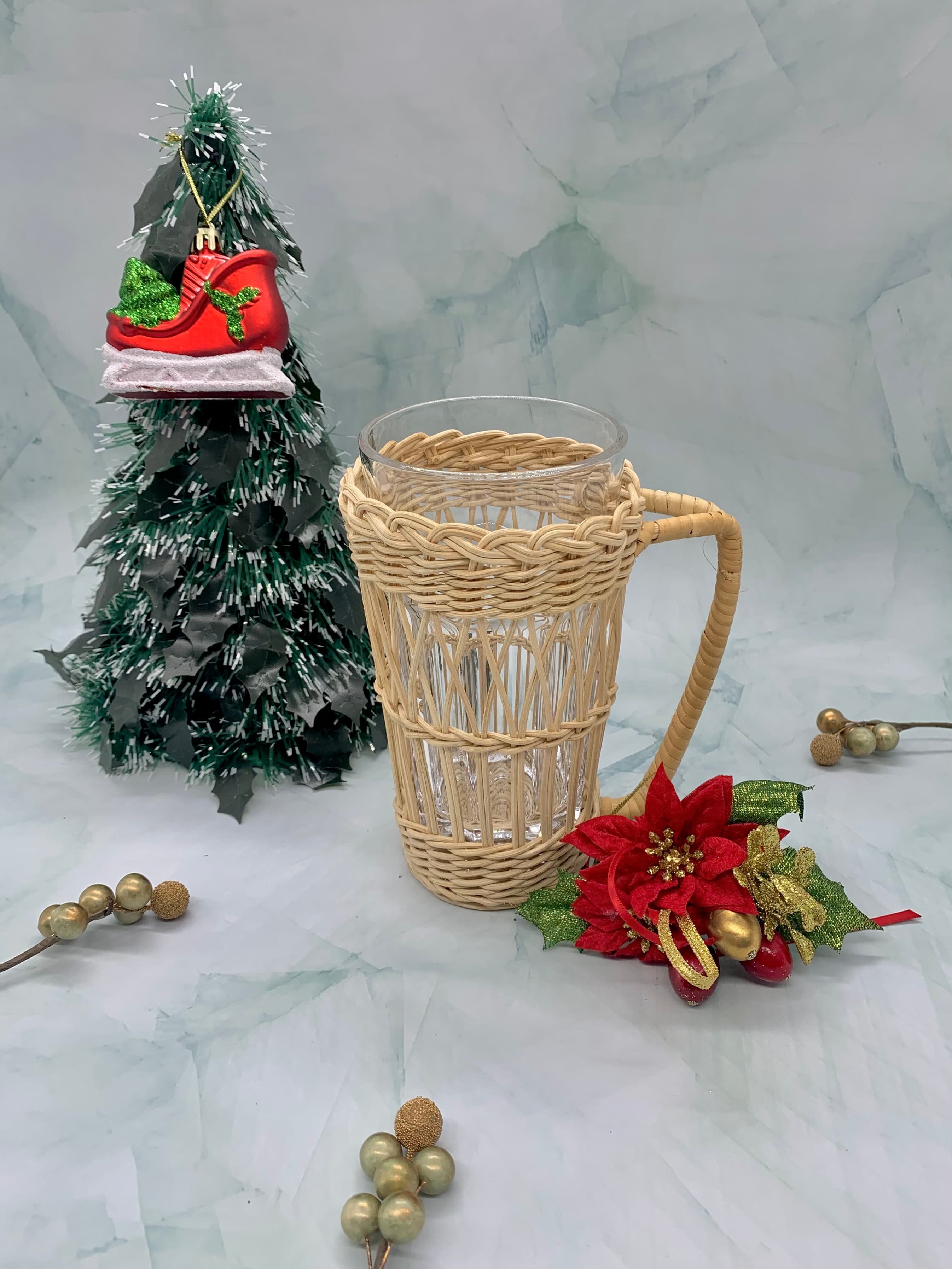 Bamboo Basket Glass Mug